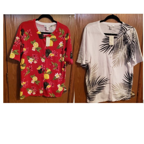 CJ Banks set of 2 Button Up Cardigan size X (14) Knit Casual Sweater tops - Picture 1 of 7